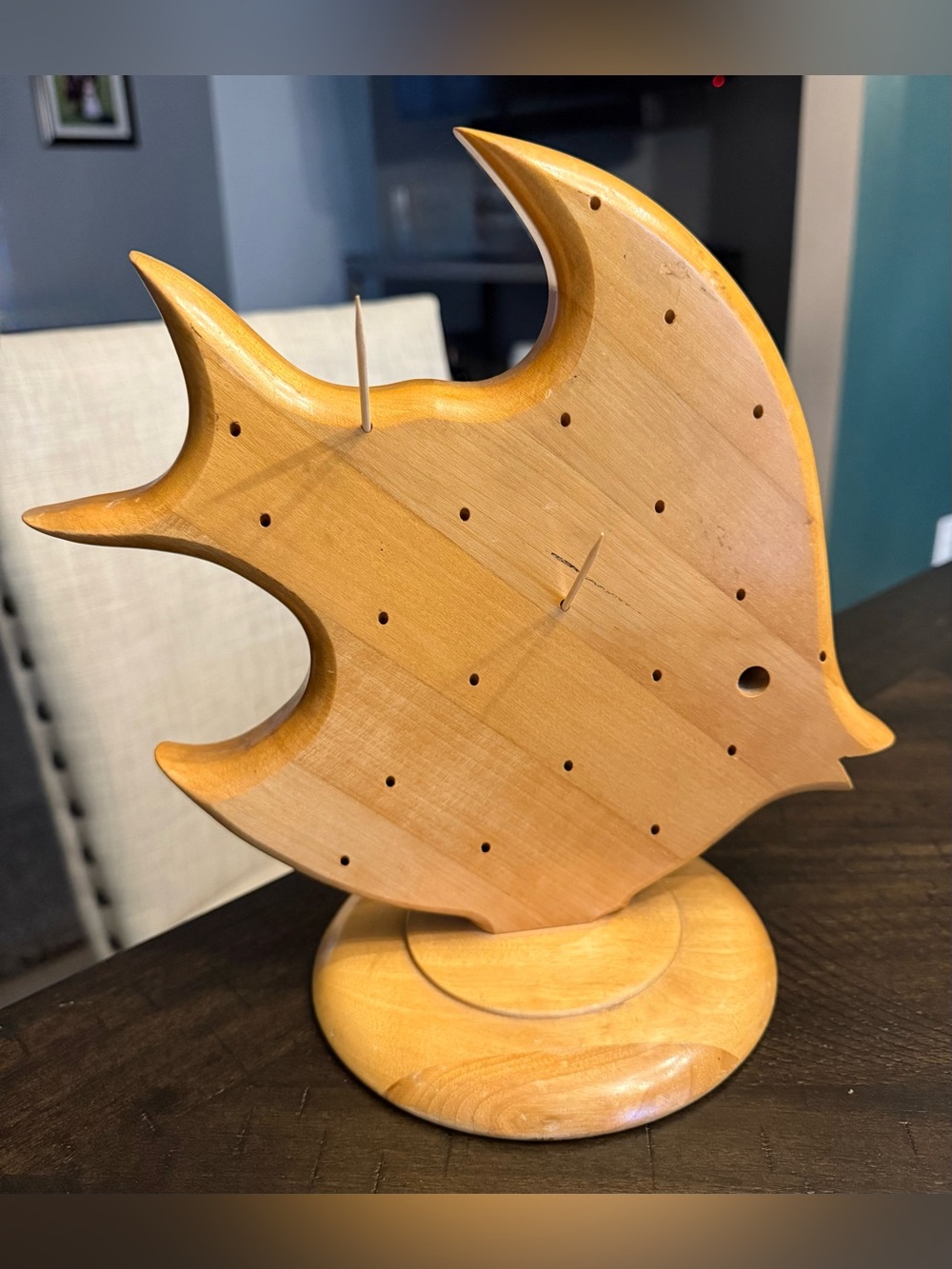 🚨Vintage Showstopper🚨Margaret Studios MCM Wooden Angelfish Toothpick Caddy